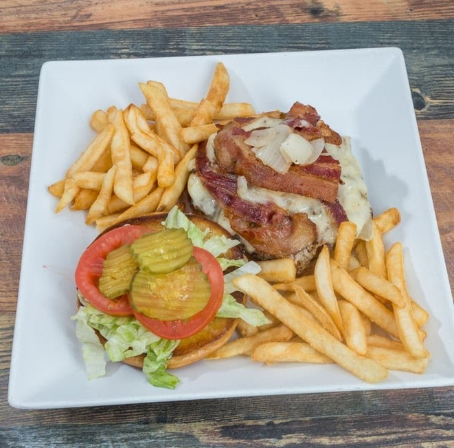 Bacon cheeseburger plate